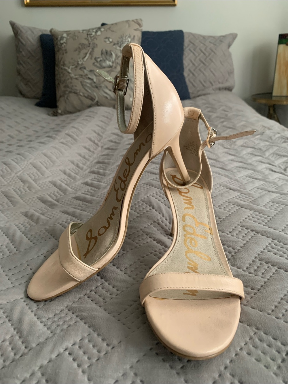 Sam Edelman Blush Nude Ankle-Strap Stiletto Heels